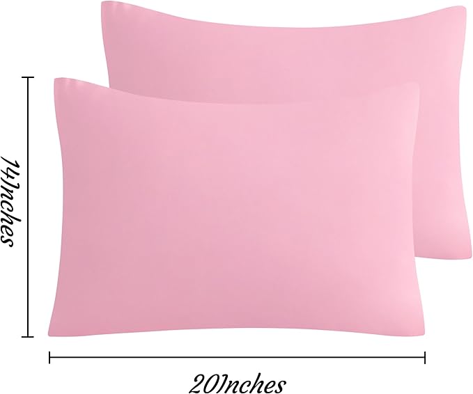NTBAY Toddler Pillow Cases Set of 2, 2 Pack Brushed Microfiber 14x20 Pillow Cases, Soft, Wrinkle, Fade, Stain Resistant Pink Pillow Cases with Envelope Closure, 14x20 Inches, Pink