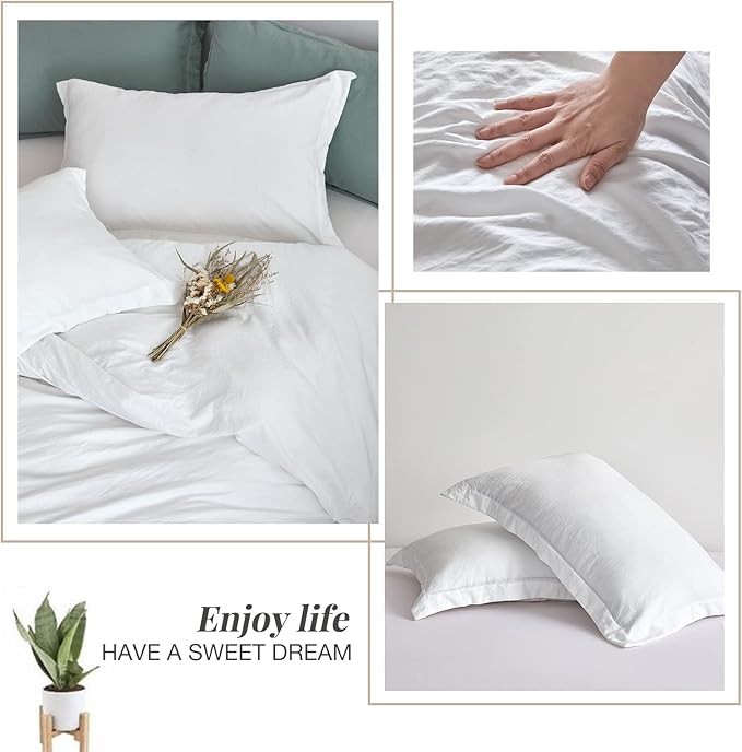 MILDLY Super Soft Duvet Cover - 100% Washed Microfiber White Comforter Cover Set 3 Pieces with Zipper Closure & Corner Ties (No Comforter)