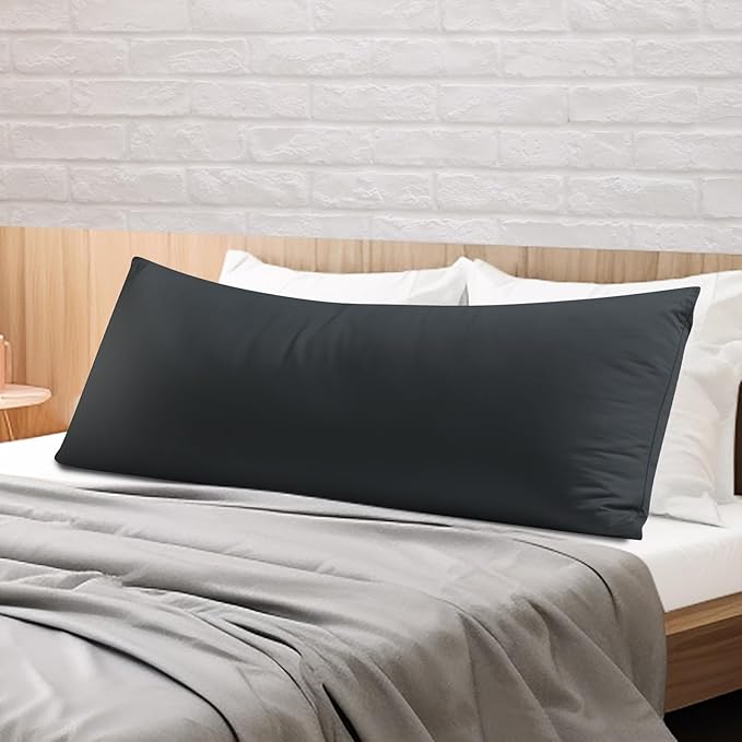 Body Pillow Cover Long Pillow Case,100% Egyptian Cotton Bed Pillow Protector with Zipper,400 Thread Count Cooling Full Body Pillowcase for Adults 20x54 Inches (1 Pack,Black)
