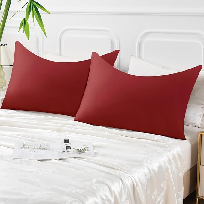 Curved Pillow Case King Size, Side Sleeper Pillow Cases Cover Cooling Rayon Derived from Bamboo with Zipper for hot Sleepers Hair and Skin, Breathable Silky Soft Pillowcase 1 Pack 20 * 36 Inches
