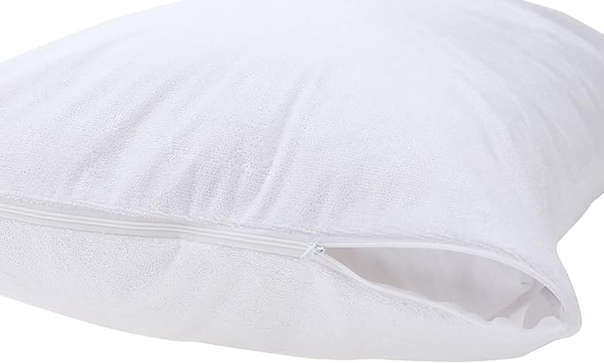 Kingnex Waterproof Feather Proof Pillow Protectors with Zipper 18x18 Pack of 2 Soft Bamboo Viscose Terry Zippered Square Pillow Covers for Throws