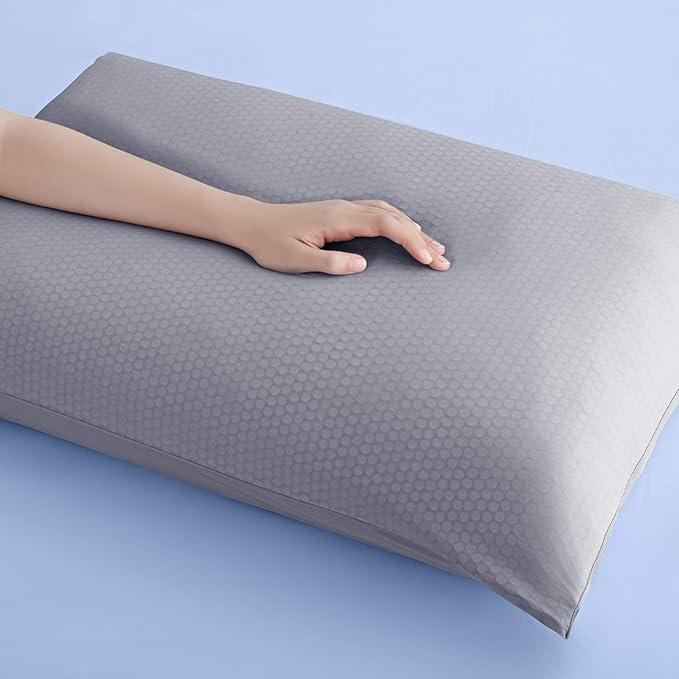 LUXEAR PCM Cooling Pillow Cases, 2 Pack Arc-Chill Q-Max>0.5 Ultra Cool Pillowcases with PCM Print Wick Moisture, Hidden Zipper Cold Pillow Protector for Hot Sleeper & Night Sweats - Grey