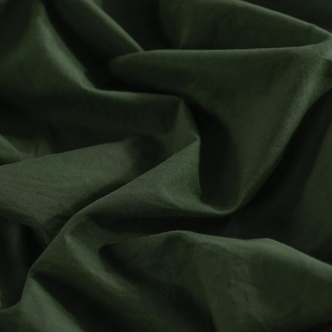 NEXHOME PRO King Duvet Cover Set – 100% Certified Organic Cotton with Washed Feel & Linen-Like Texture, Comfortable & Breathable, Home Bedding Set Olive Green (No Comforter)