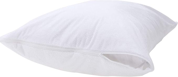 Kingnex Feather Proof Pillow Protectors with Zipper Standard Size 2 Pack - 100% Waterproof - Down Proof - Terry Surface