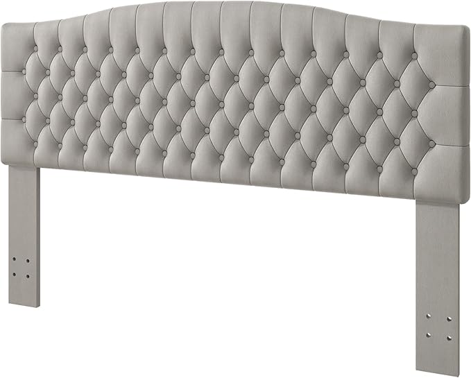 Befurtori King Headboard Only, Upholstered Headboard for Adjustable Bed Velvet Tufted Cal King Size Wall Mounted Head Board with Solid Wood Legs Head Board, Silver Gray