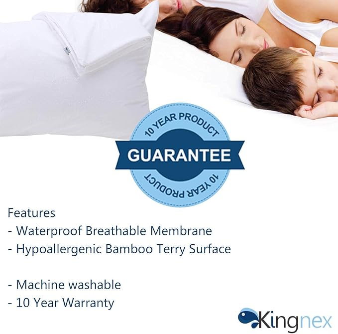 Kingnex 2 Pack Feather Proof Pillow Protectors Waterproof Drool Proof 14"x26" or 16"x26" Pillow Cover