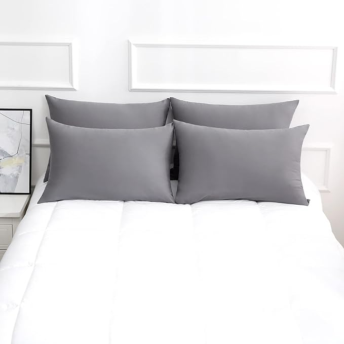 Cotton Pillow Protectors/Cases King Size with Zipper 2 Pack Grey Color,Cooling & Breathable Bed Pillow Protectors Set of 2 Pillow Cases Cover (King Size 20" x 40")