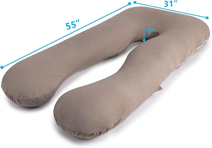 QUEEN ROSE Pregnancy Pillow, U Shaped Full Body Pillows for Sleeping Support, 55 Inch Maternity Pillow for Pregnant Women, Nomad