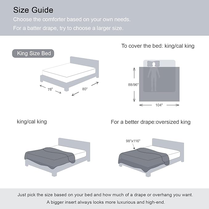 Homelike Moment Oversized King Comforter - Grey Duvet Insert Down Alternative Bed Oversize King Comforter, Lightweight Bedding Comforters Quilted Soft All Season Reversible Dark Gray/Light Grey