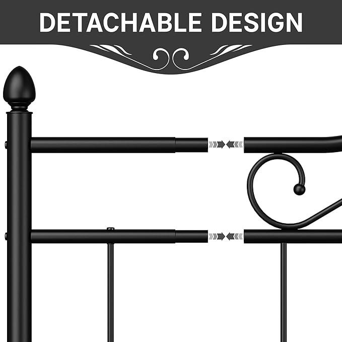 Elephance Headboard for King Size Bed Frame, Vintage Platform Bed Metal Headboard Only, Height Adjustable, Sturdy and Stable, King Size, Easy Assembly, Black