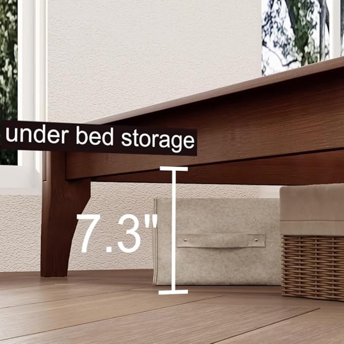Merax Full Size Bamboo Platform Bed, Mid-Century Modern Bed Frame with Wood Slat Support, No Box Spring Needed, Easy Tool-Free Assembly, Brown
