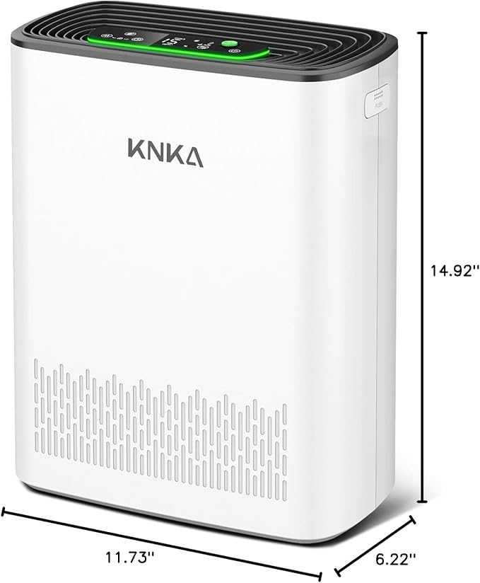 KNKA Air Purifiers for Home Large Room Bedroom Up to 1123 Ftยฒ in 1 Hr, Washable Filters, AQI Display, Turbo Mode, Auto & Sleep Modes, HEPA Air Cleaner for Dust, Pet Hair, Pollen (APH3000)