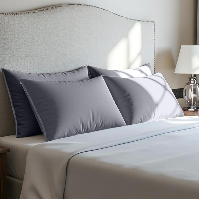 Utopia Bedding Premium 100% Waterproof Pillow Protectors with Zipper Standard Size (Set of 4), Bed Bug and Dust Mite Proof Zippered Pillow Covers, Pillow Encasement Cases, Gray