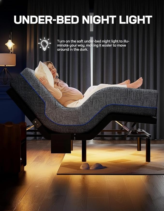 Marsail NS1 Queen Massage Adjustable Base with Mattress Set,Dual Motor Frame + 14" Cooling Gel Memory Foam Mattress, Wireless Remote, CertiPUR-US