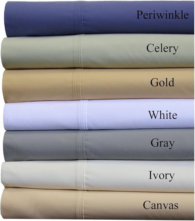 Royal Hotel Bedding Abripedic Crispy Percale Pillowcases, 300-Thread-Count, 2PC Solid Pillow Cases Set, 100% Cotton, Standard, Periwinkle