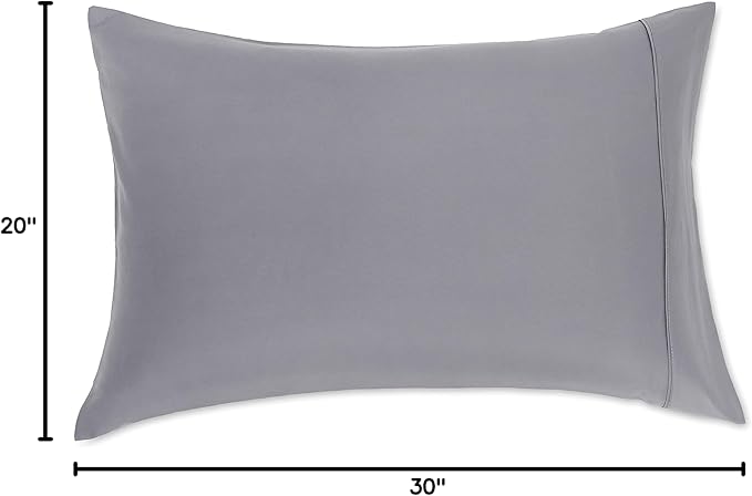 Amazon Basics Standard Pillowcases Set of 2 - Lightweight, Super Soft Easy Care Microfiber, Dark Gray, 30" L x 20" W, Pillows Not Included (Pack of 2)