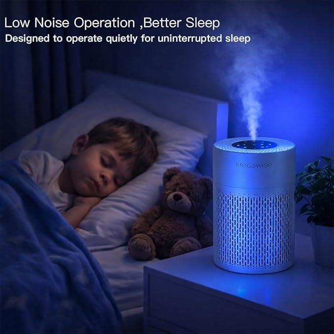 MEGAWISE 2Pack Updated Version Smart Air Purifier for Home Large Room up to 1076ft², H13 True HEPA Filter with Smart Air Quality Sensor, Sleep Mode, Quiet for Smoke, Pets Hair, Odors, White