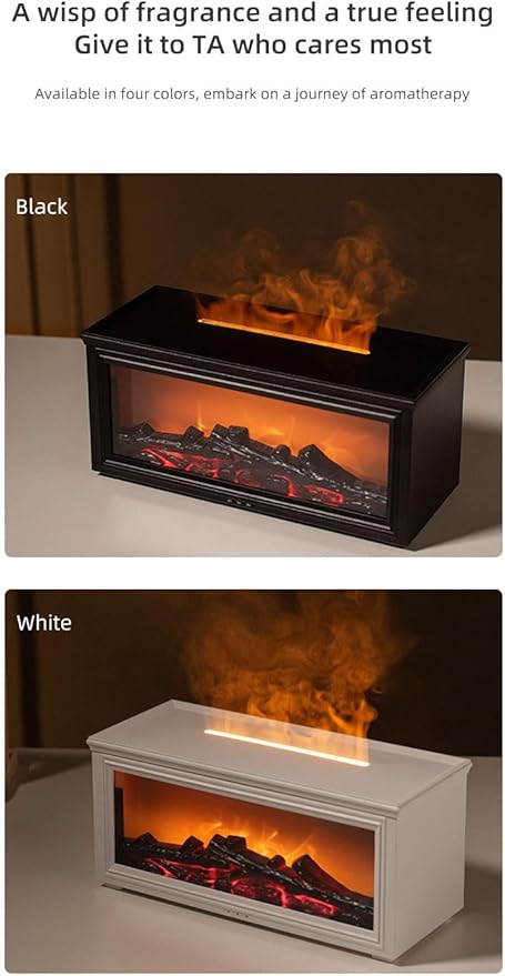 Essential Oil Diffuser 280ml, Flame Humidifier with Remote Control & 7 Color LED Lights, Ultrasonic Aromatherapy Diffuser for Home Bedroom Office(HY-05B)