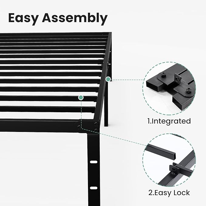 OLIXIS Twin Bed Frame, Heavy Duty Sturdy 12 Inch Metal Platform Bed Frames, Enhanced Stability & Noise-Free, Under-Bed Storage, No Box Spring Needed, Easy Assembly