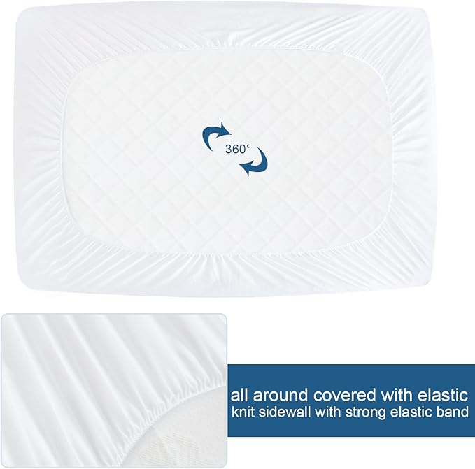 2 Pack Twin XL Mattress Protector Waterproof up - 14" Noiseless & Breathable Mattress Topper Pad Cover Twin Extra Long Fitted Sheets, Machine Washable