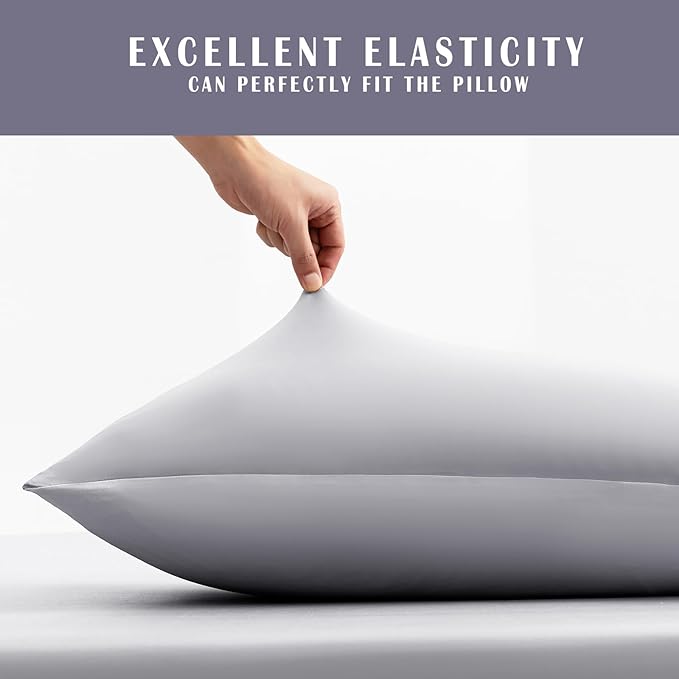 TELUS Cooling Pillowcases Standard Size 2-Pack, Silky Soft Breathable Pillow Case with Envelope Close, Stay Cool Pillow Cover for Hot Sleepers and Night Sweats, 20x26 Inch, Grey