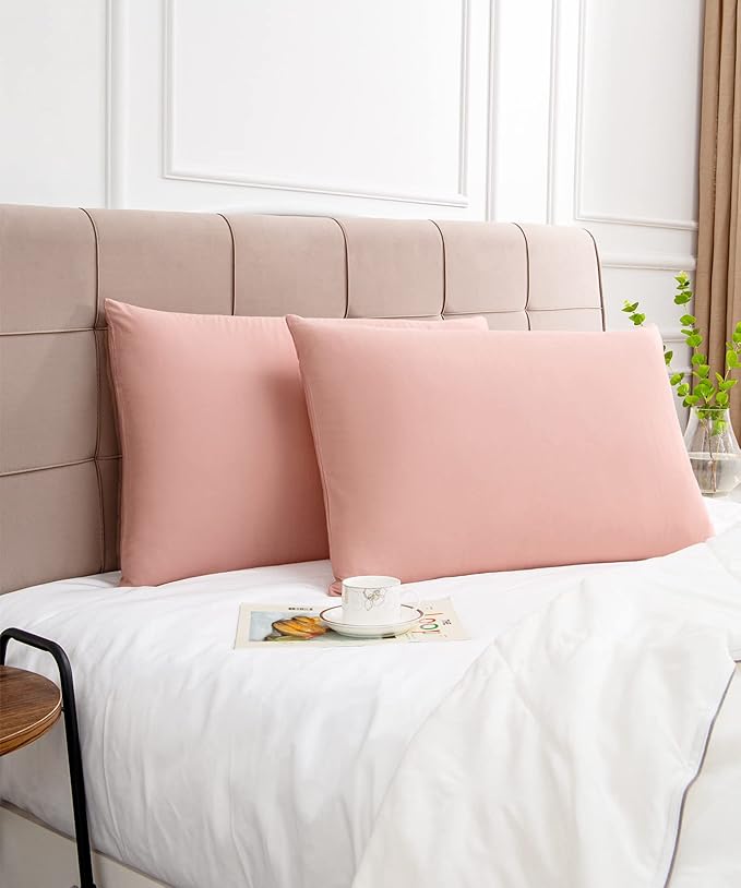 Warmstar Cotton Pillow Cases King Size Set of 2, 600 Thread Count Pillowcases 20x36 Inches, Soft Long Staple Cotton Pillowcases Breathable with Envelope Closure,Pink