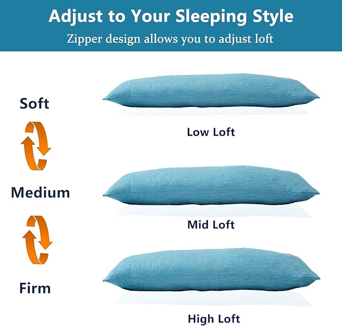 1 MIDDLE ONE Body Pillow, Cooling Memory Foam Body Pillows for Adults Sleeping, Long Pillow for Bed, Big Large Firm Full Body Pillow for Side Sleeper, 20x54 Inch, Cooling Blue