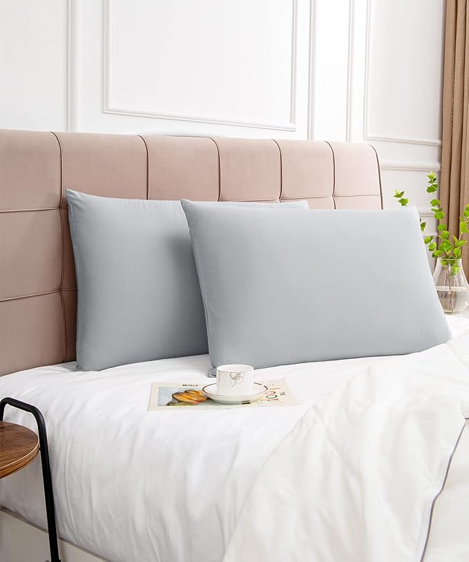 Warmstar Cotton Pillow Cases King Size Set of 2, 600 Thread Count Pillowcases 20x36 Inches, Soft Long Staple Cotton Pillowcases Breathable with Envelope Closure,Grey