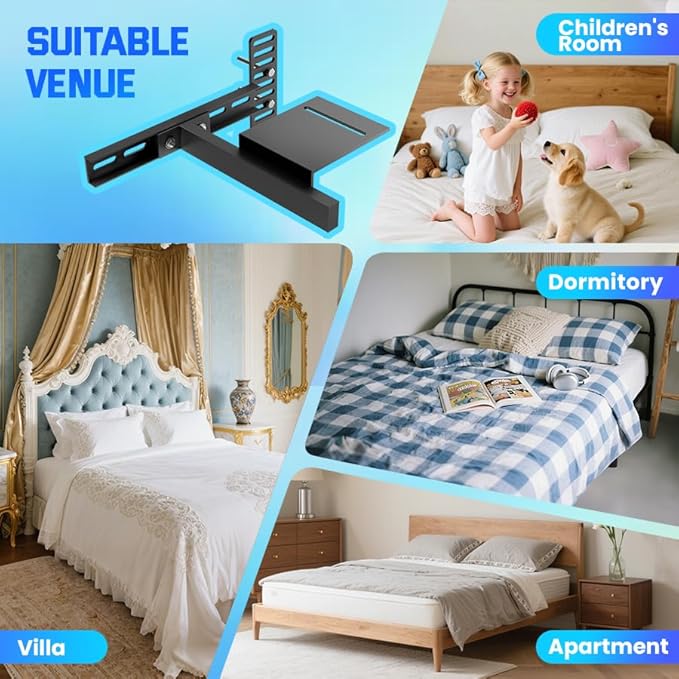 2 Pack Adjustable Headboard Bracket, Universal Metal Bed Frame Headboard with Extra Thick Steel,Bed Footboard Extension kit-Noise Free & Wobble Proof,Powder Coated Black Fit Twin/Full/Queen/King Size