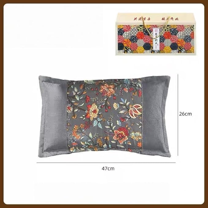 Herbal Bliss Pillow for Sleeping - Natural Fillings with Lavender & Mugwort Soothing Aromatherapy for Adults & Kids, Relief for Allergy Season, Support Deep Relaxation and Easier Breathing(Grey)