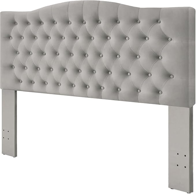 Furpopup Velvet Upholstered Headboard Queen/Full Size Latest Model Wall Mount, Bed Frame Mount, Featuring High-Density Sponge Padding, Luxury Texture Easy Assembly Comfort and Style-Silver Gray