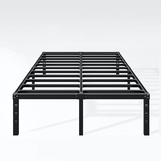 Hafenpo 18 Inch Full Bed Frame - Sturdy Metal Platform Full Size, No Box Spring Needed, Heavy Duty, Easy Assembly, Strong Bearing Capacity, Under Bed Storage, Black