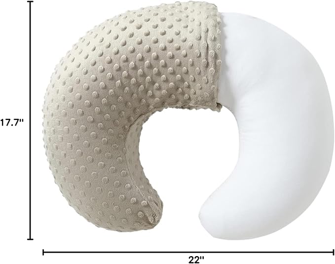 Baby Nursing Pillow and Body Positioner with Premium Slipcover for Breastfeeding for Baby Boys and Girls, Feeding Pillow with Breathable Comfortable Pillowcase (Tidal Foam)