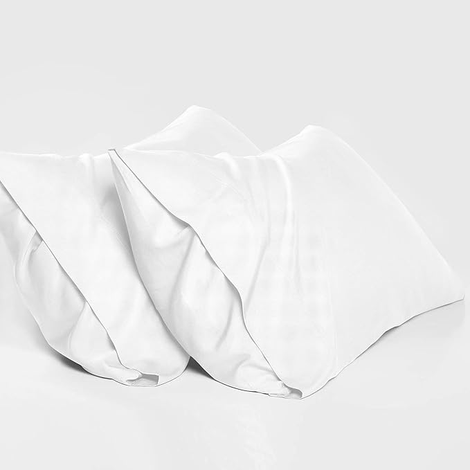 BEDELITE Standard Pillow Cases Set of 2, Rayon Derived from Bamboo, Cooling Pillow Cases for Hot Sleepers & Night Sweats, Breathable Silky Soft Envelope Pillowcases(White, 20"x26")
