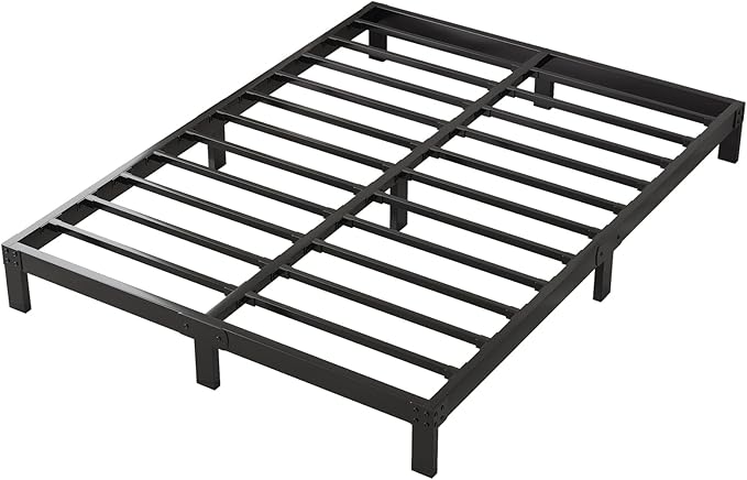 4 Inch Queen Bed Frame Heavy Duty Low Profile Metal Platform No Box Spring Needed with Steel Slat Support,Easy Assembly,Noise-Free(4 inch,Queen)