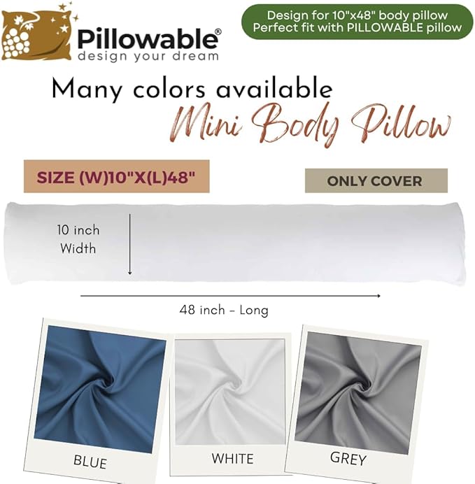 Body Pillow Case - Brushed Microfiber Body Pillow Cover, 48x9 inches Body Pillowcase, Full Zipper Closure, Cooling Breathable, Durable, and Easy Care - (White)