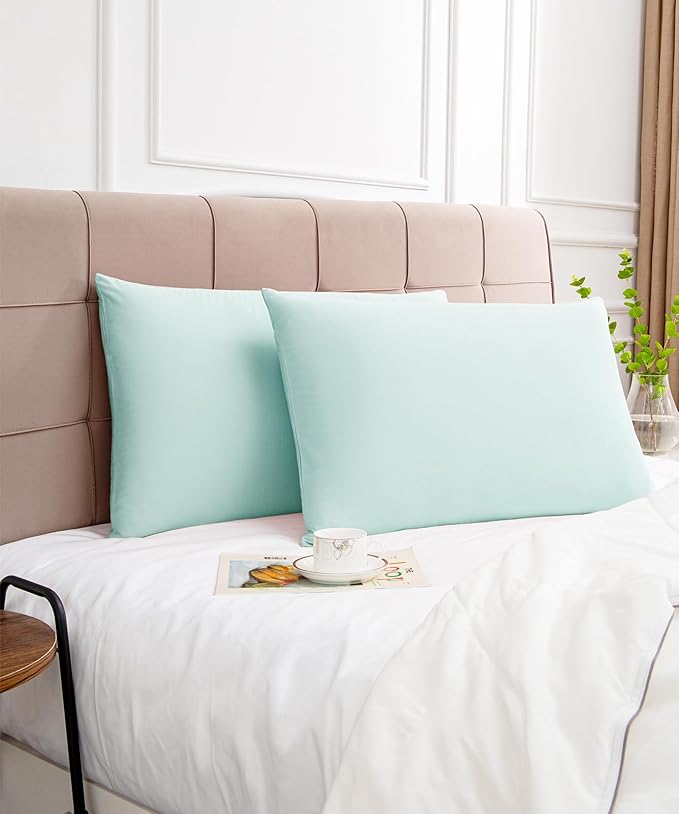 Warmstar Cotton Pillow Cases King Size Set of 2, 600 Thread Count Pillowcases 20x36 Inches, Soft Long Staple Cotton Pillowcases Breathable with Envelope Closure, Lagoon