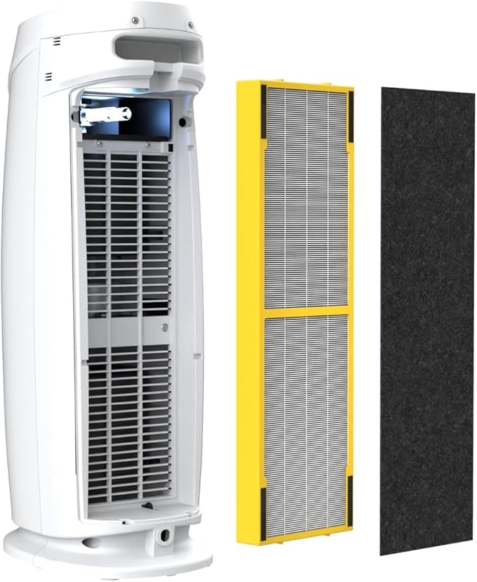 GermGuardian HEPA Indoor Large Room Air Purifier for Home - Pet Dander, Dust, Pollen, Smoke, and Odors in Bedroom, Office, and Kitchen - Air Quality Monitor and UV-C Light Combo - White