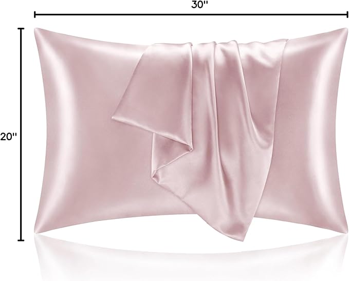 BEDELITE Satin Pillowcase for Hair and Skin, Super Soft and Cooling Similar to Silk Pillow Cases 2 Pack with Envelope Closure, Gift for Women Men(20"x30" Queen Size, Lotus Pink)