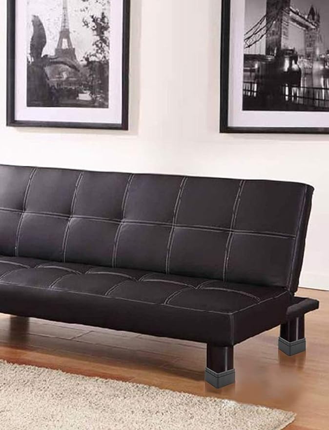 BTSD-home Bed Risers 2 or 4 Inch Heavy Duty Stackable Furniture Risers for Sofa Table Couch Chair Bed Raisers Blocks 4 Pack Black
