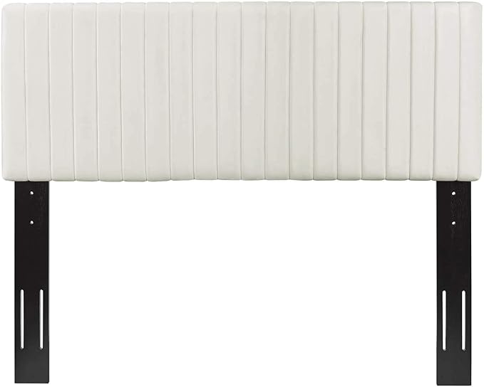 Modway Keira Channel Tufted Performance Velvet Upholstered King Headboard in Ivory