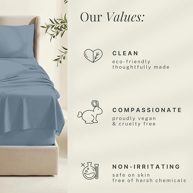 Hearth & Harbor Bed Sheets, Luxury Soft 6 Piece Bed Sheet Set Extra Deep Pocket Fitted Sheets Fits Mattress up to 21", Double Brushed Bedding Sheets & Pillowcases, Cal King, Soft Blue