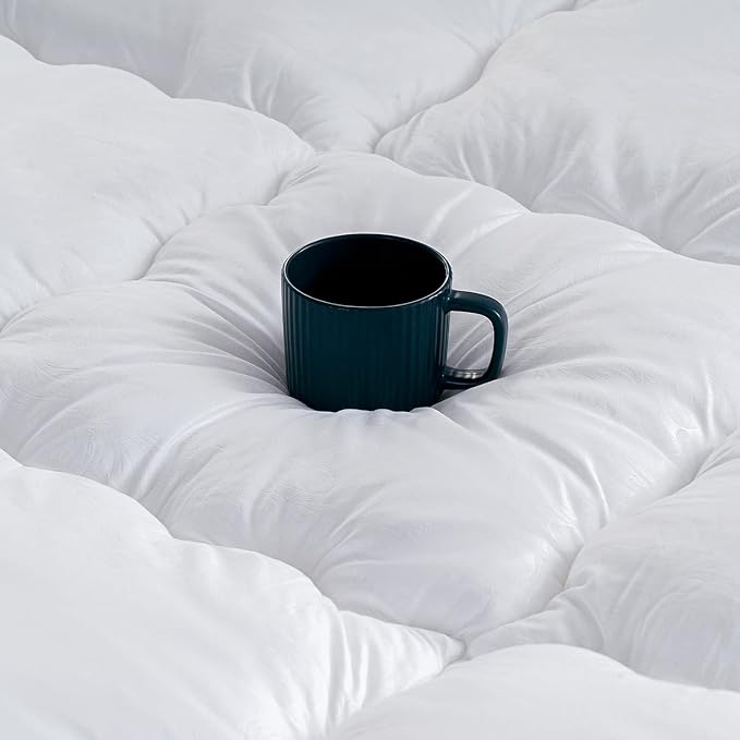 QUEEN ROSE Mattress Topper Queen, Extra Thick Pillow-Top Mattress Pad Bed Covers, Plush Soft Support, 3D Snow Down Alternative, Cooling Cloud-Like Sleep, Back Pain Relief