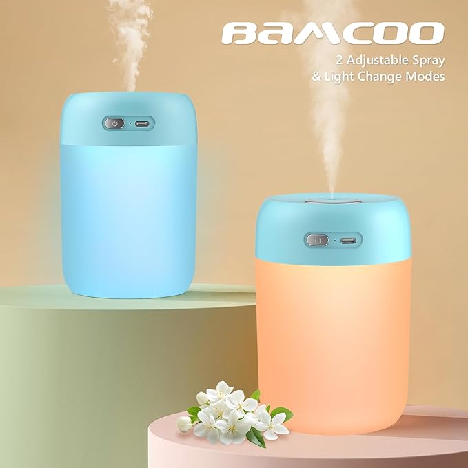 Portable Small Humidifier, 650ml Colorful Mini Humidifier for Bedroom, Office Desktop, Baby Room, Plants, Cool Mist Humidifiers(Blue)