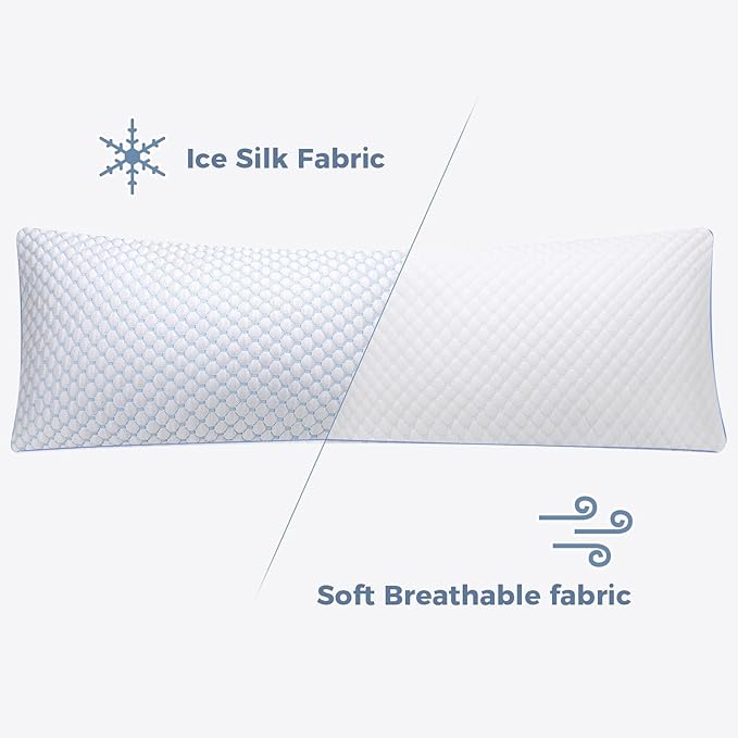 OSBED Cooling Adjustable Shredded Memory Foam Body Pillow - Temperature-Regulating for All Sleepers with Dual Airflow Ventilation(CertiPUR-US & Hypoallergenic & Machine Washable)