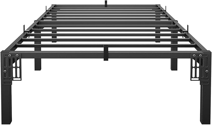 14 Inch Twin Metal Bed Frame, Heavy Duty Metal Platform Bed Frame with Reinforced Slats Support, 800 Lbs Load Capacity, Noise Free, No Box Spring Needed and Screws , Tool-Free Assembly Bed Frame