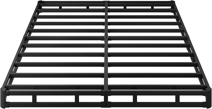 EMODA 5 Inch Box Spring Queen Size Bed Base, Heavy Duty Metal Queen Mattress Foundation with Fabric Cover, Easy Assembly, Black