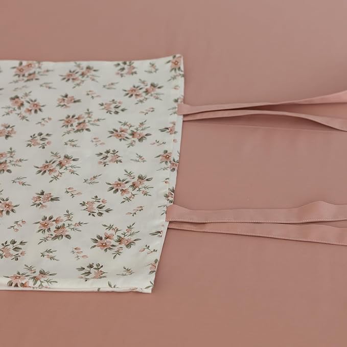VM VOUGEMARKET Pink Flower Duvet Cover Set Twin 3 Pieces Girls Cottagecore Bedding Set 100% Cotton Peach Floral Comforter Cover with Zipper Closure,Vintage Country Bedding-68x86 Inch