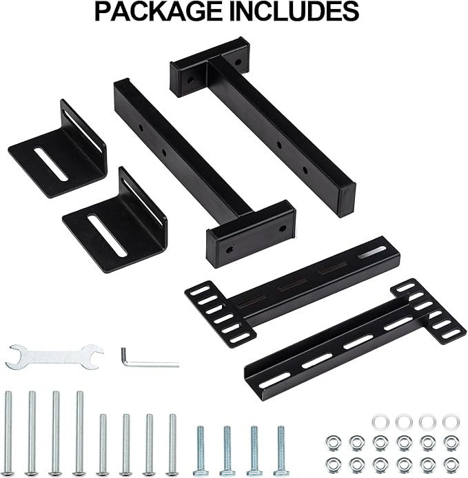 2 Pack Adjustable Headboard Brackets for Bed Base, Metal Headboard Brackets kit for Bed Frame, Black Footboard Extension Kit Compatible with Twin Full Queen King Bed