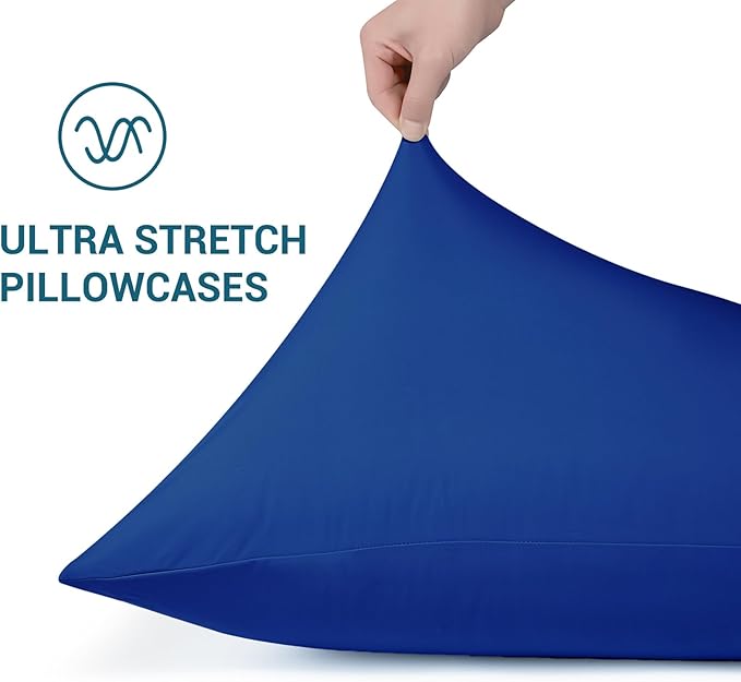 Elegear Cooling Pillow Cases for Hot Sleepers, Japanese Q-Max>0.55 Arc-Chill Cooling Pillowcases, Double Sided Elastic Cooling Pillow Covers with Hidden Zipper, Set of 2 - Standard & Queen Size